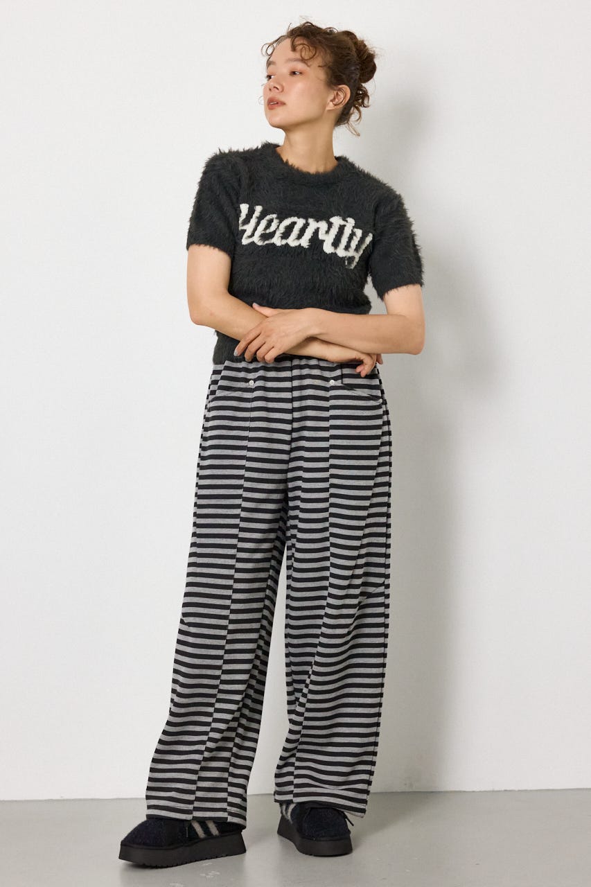 Heartlyシャギー半袖ニット C.GRY FREE
