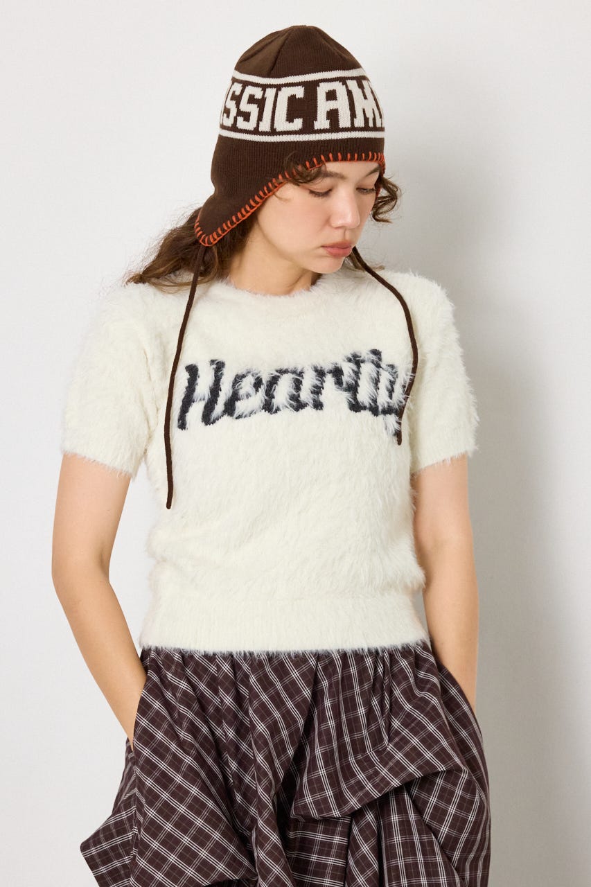Heartlyシャギー半袖ニット IVOY FREE
