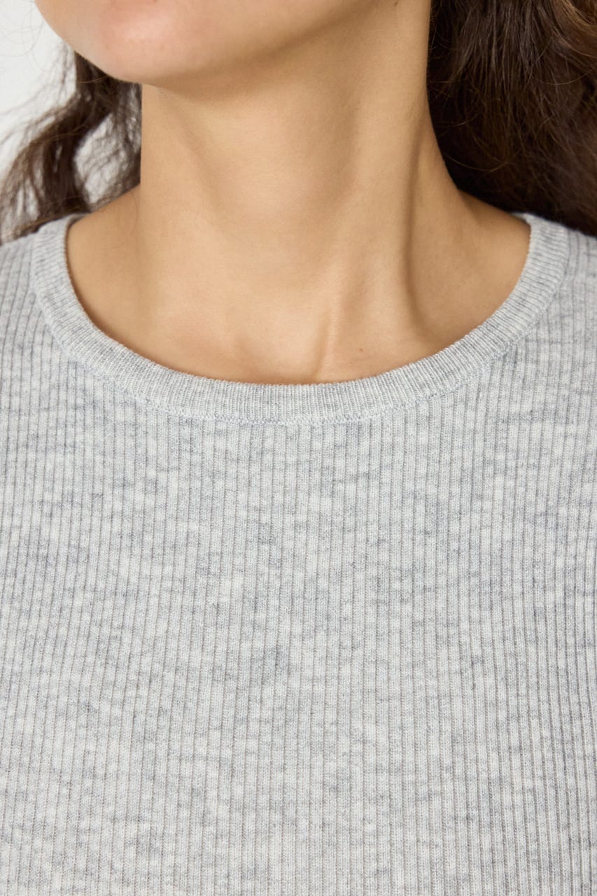 スリーブカラーニットトップス T.GRY FREE