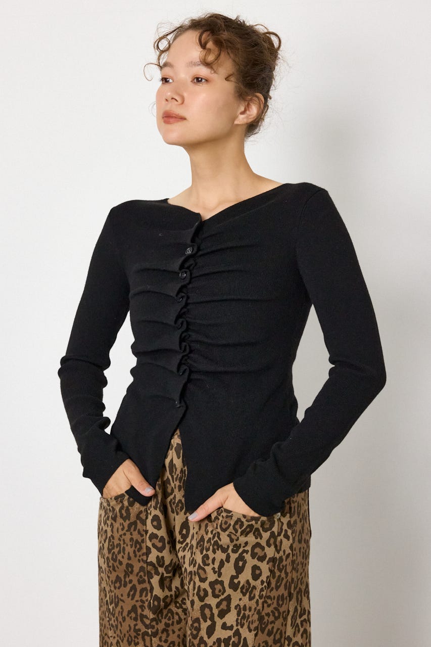 クシュクシュニットカーディガン BLK FREE