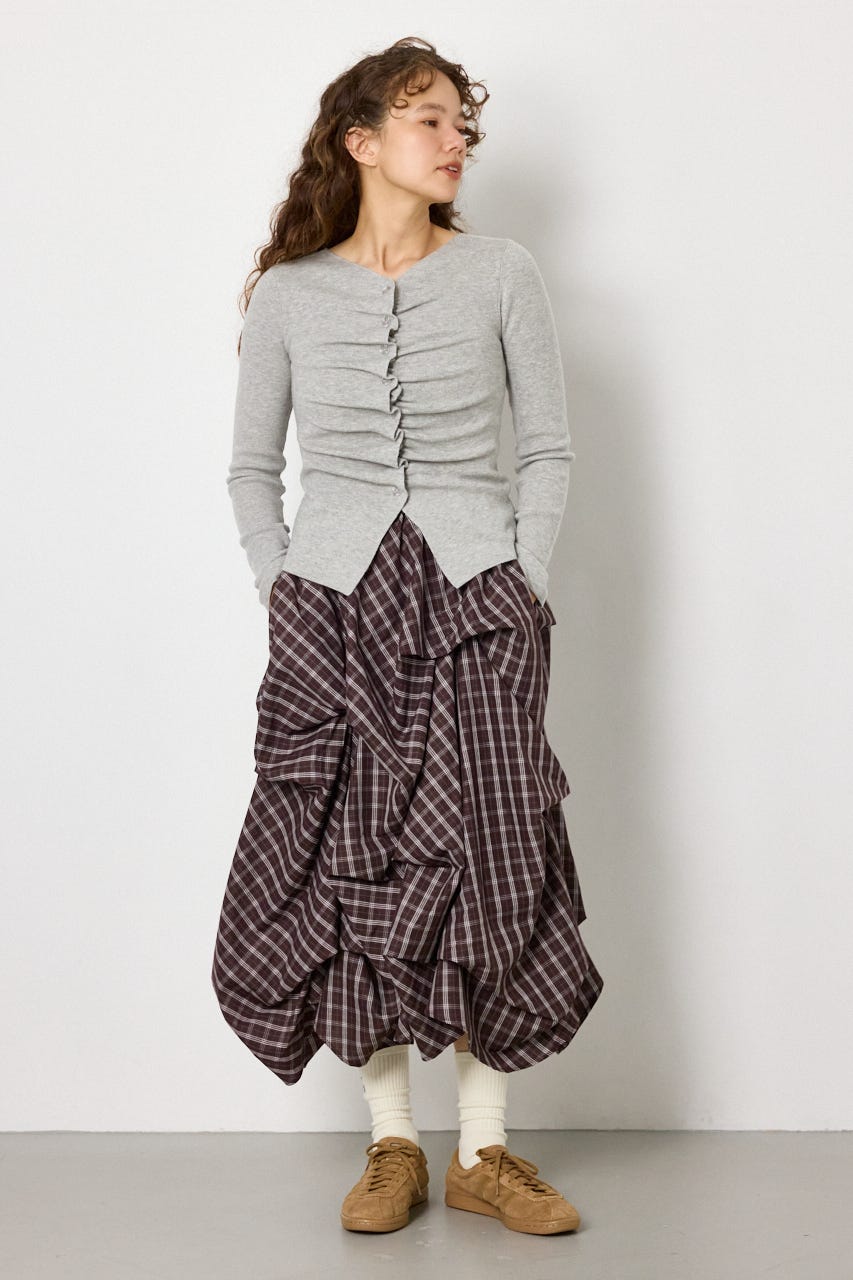 クシュクシュニットカーディガン T.GRY FREE