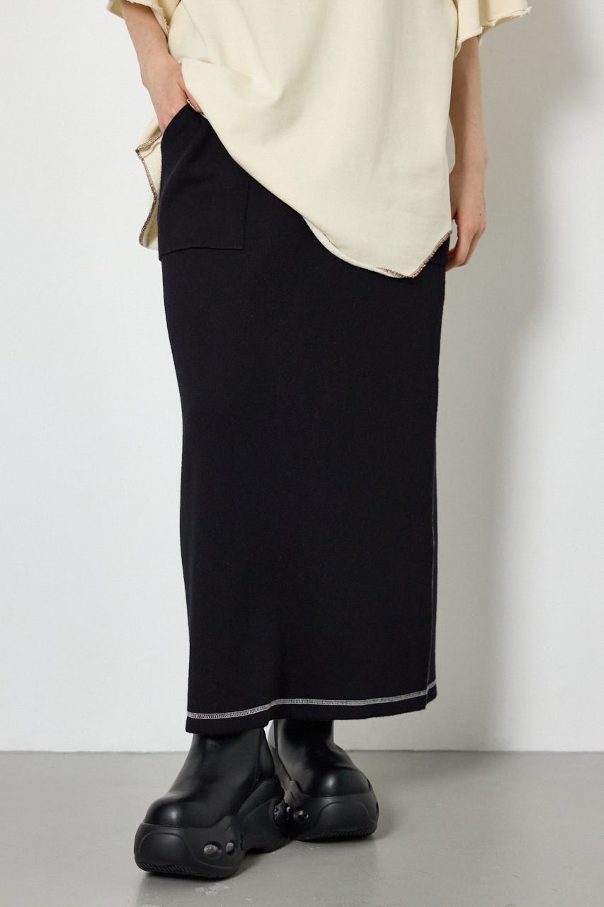 スウェットライクニットスカート BLK FREE