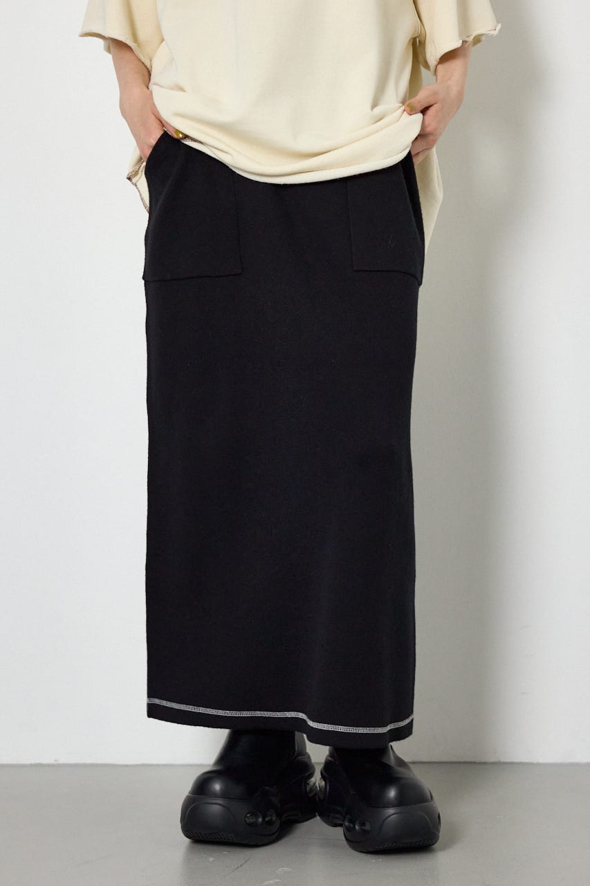 スウェットライクニットスカート BLK FREE