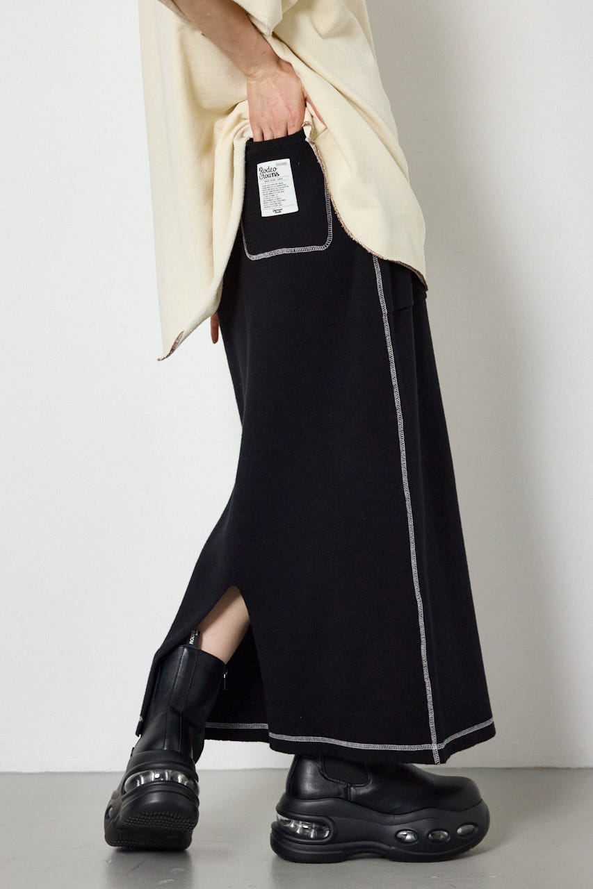 スウェットライクニットスカート BLK FREE