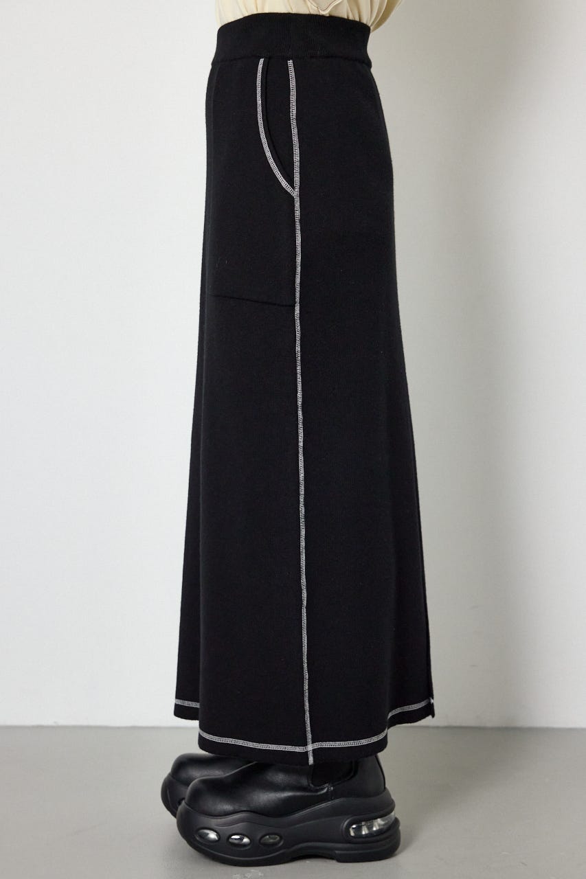 スウェットライクニットスカート BLK FREE