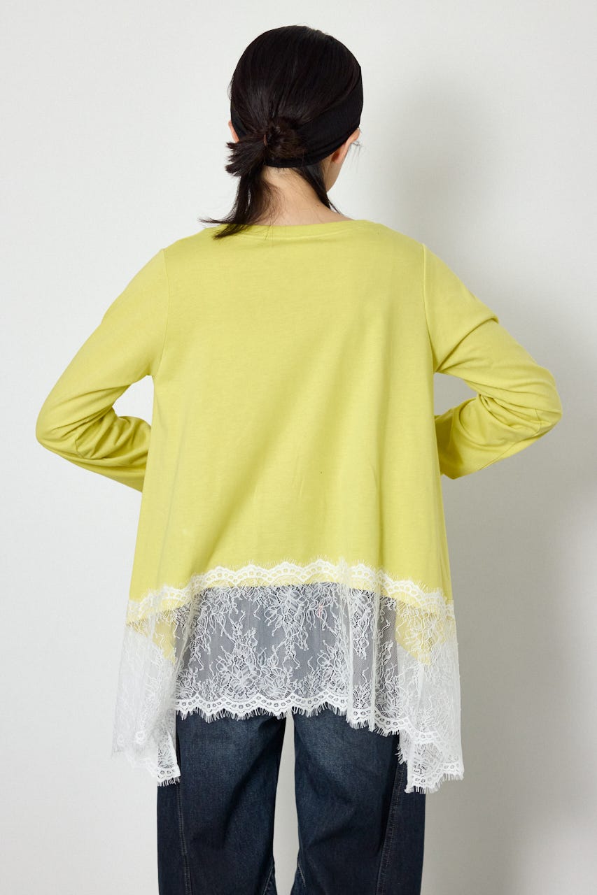 レースドッキングロングスリーブTシャツ LIME FREE