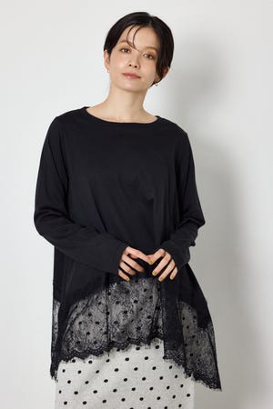 レースドッキングロングスリーブTシャツ
