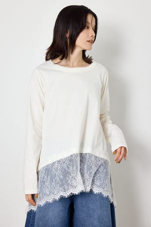 レースドッキングロングスリーブTシャツ