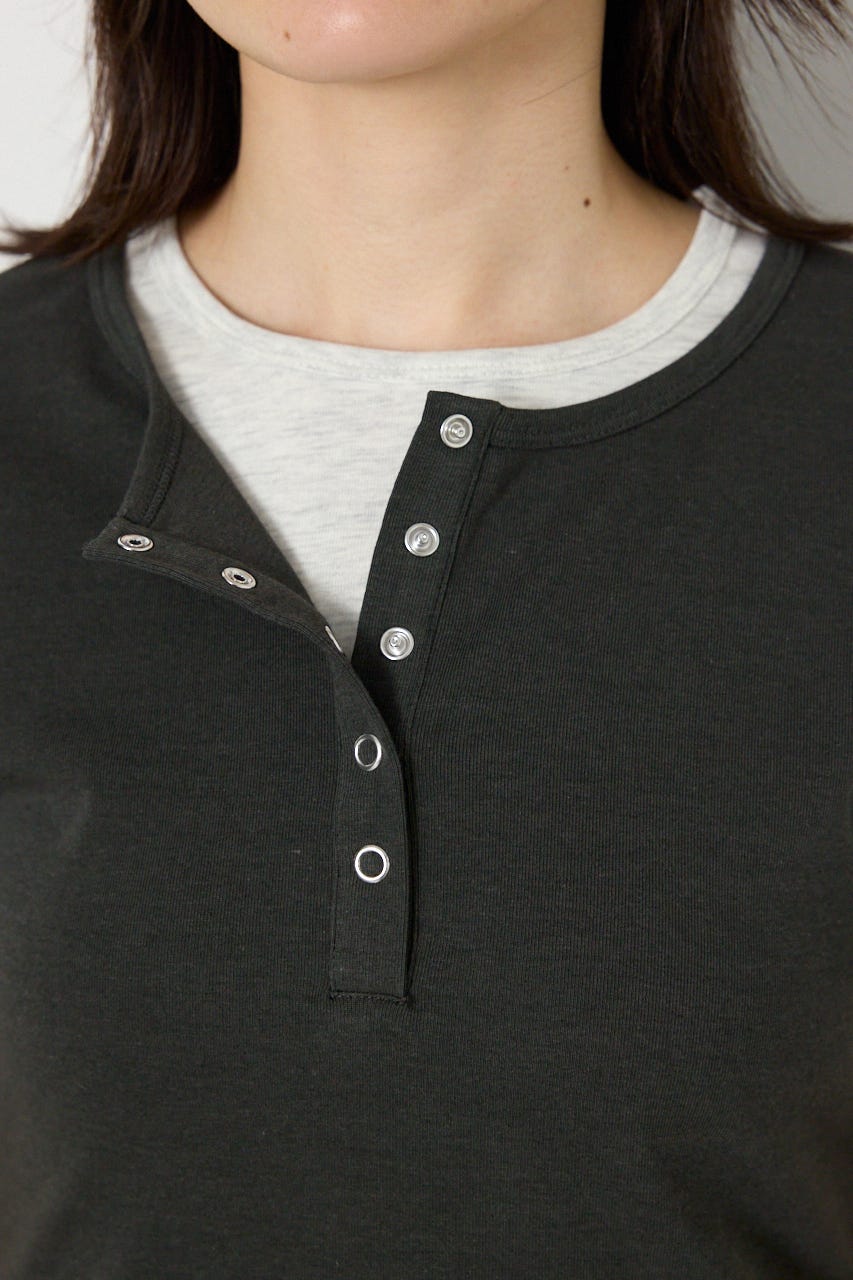 フェイクレイヤードヘンリーTシャツ C.GRY FREE