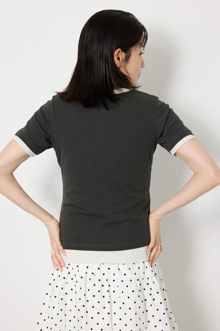 フェイクレイヤードヘンリーTシャツ C.GRY FREE