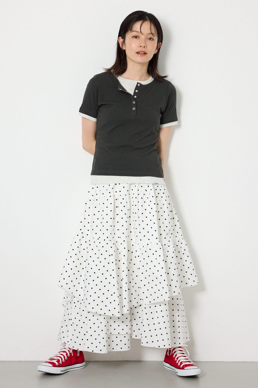 フェイクレイヤードヘンリーTシャツ C.GRY FREE