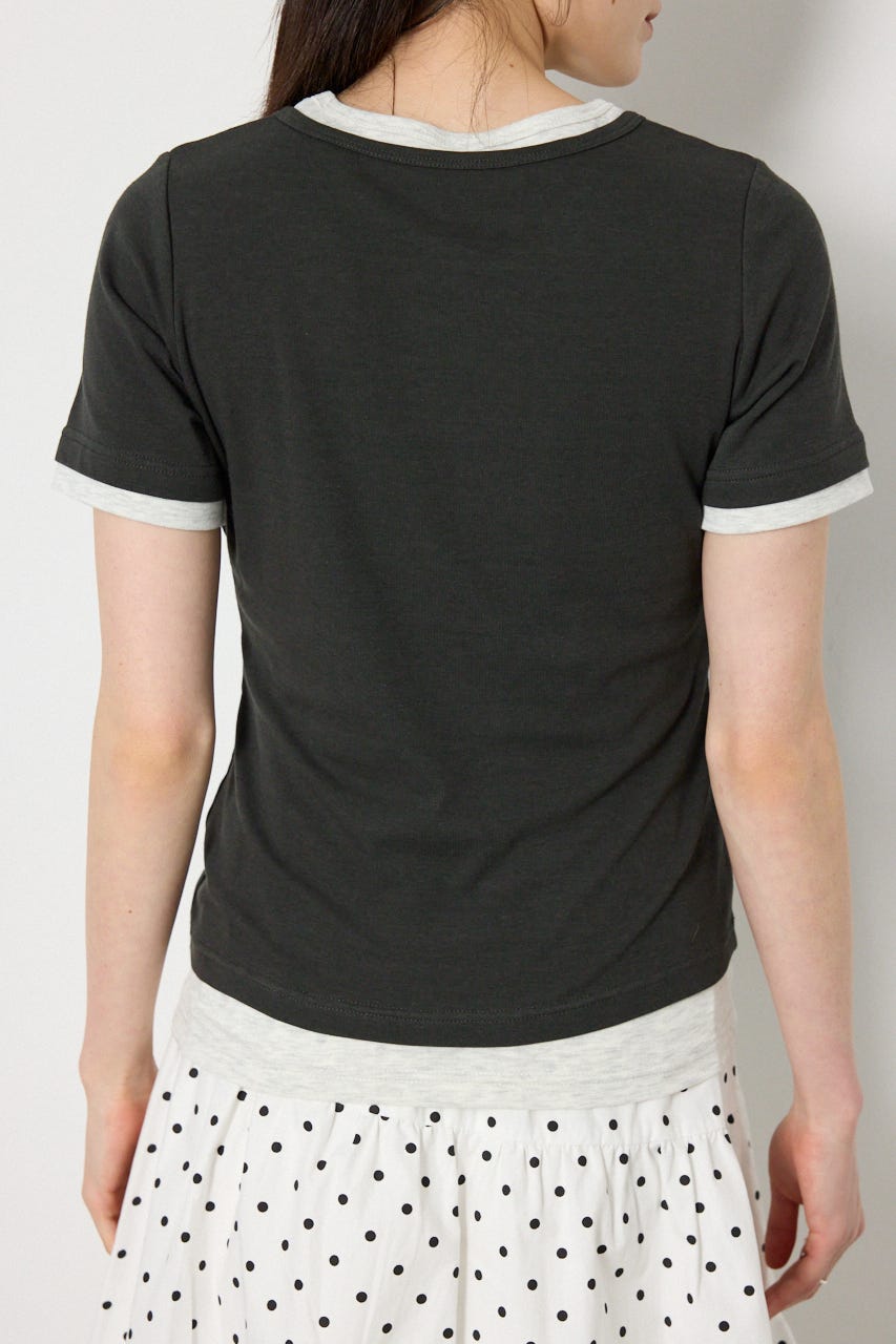 フェイクレイヤードヘンリーTシャツ C.GRY FREE