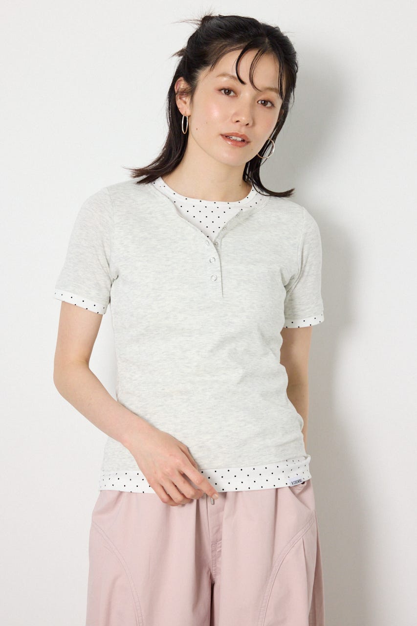 フェイクレイヤードヘンリーTシャツ L/T.GRY FREE
