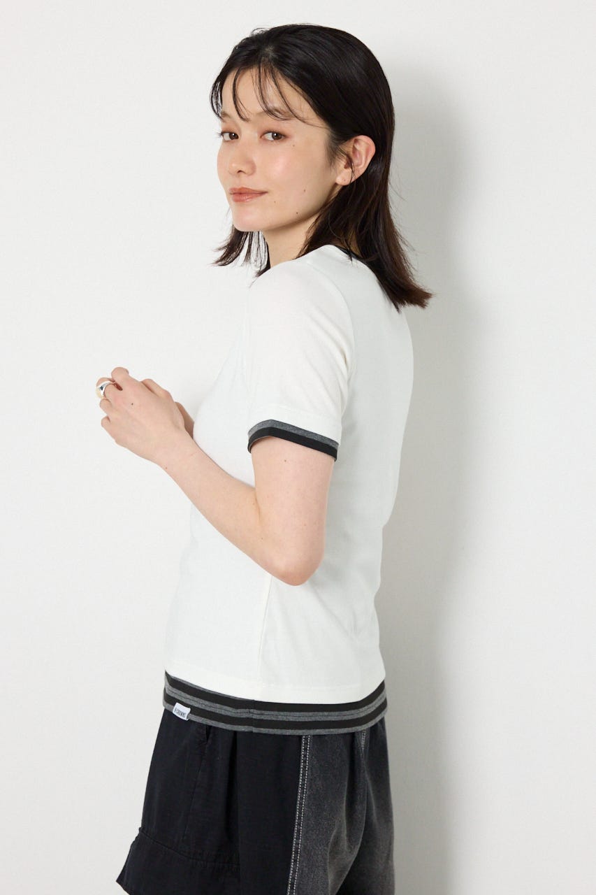 フェイクレイヤードヘンリーTシャツ O/WHT FREE