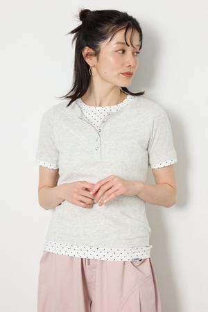 フェイクレイヤードヘンリーTシャツ