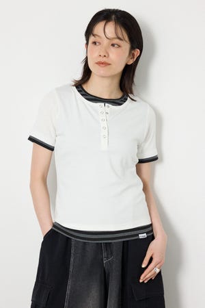 フェイクレイヤードヘンリーTシャツ