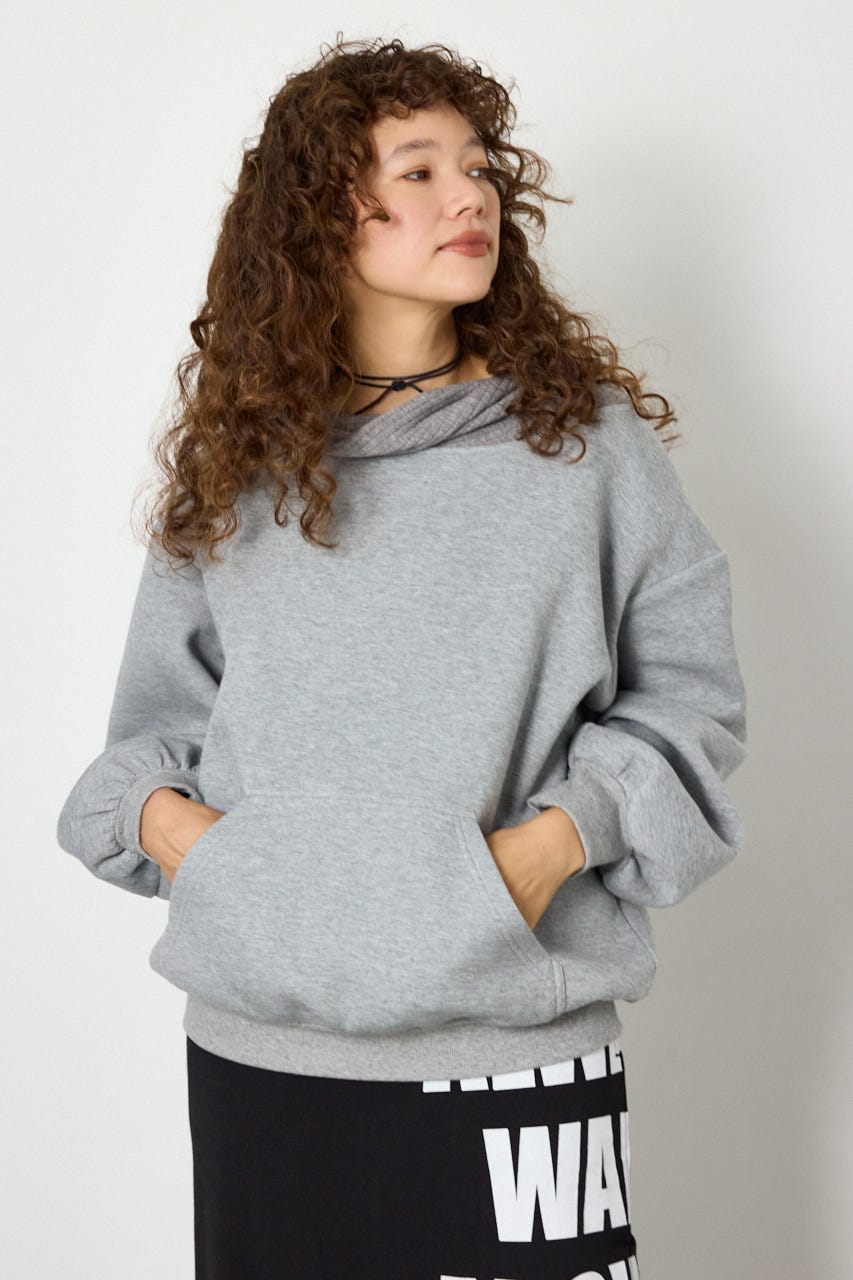 2WAYオフショルダーフーディー L/T.GRY FREE