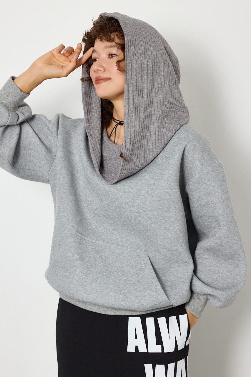 2WAYオフショルダーフーディー L/T.GRY FREE