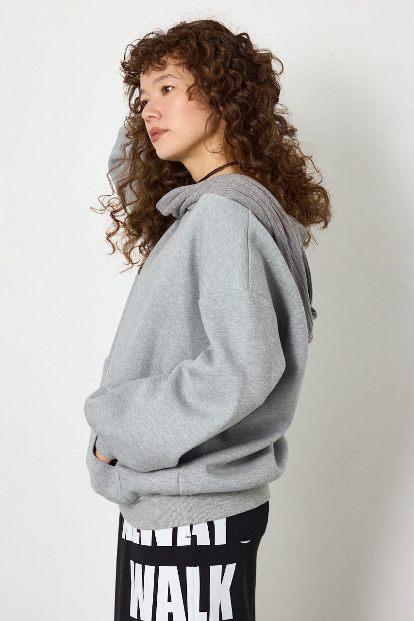 2WAYオフショルダーフーディー L/T.GRY FREE