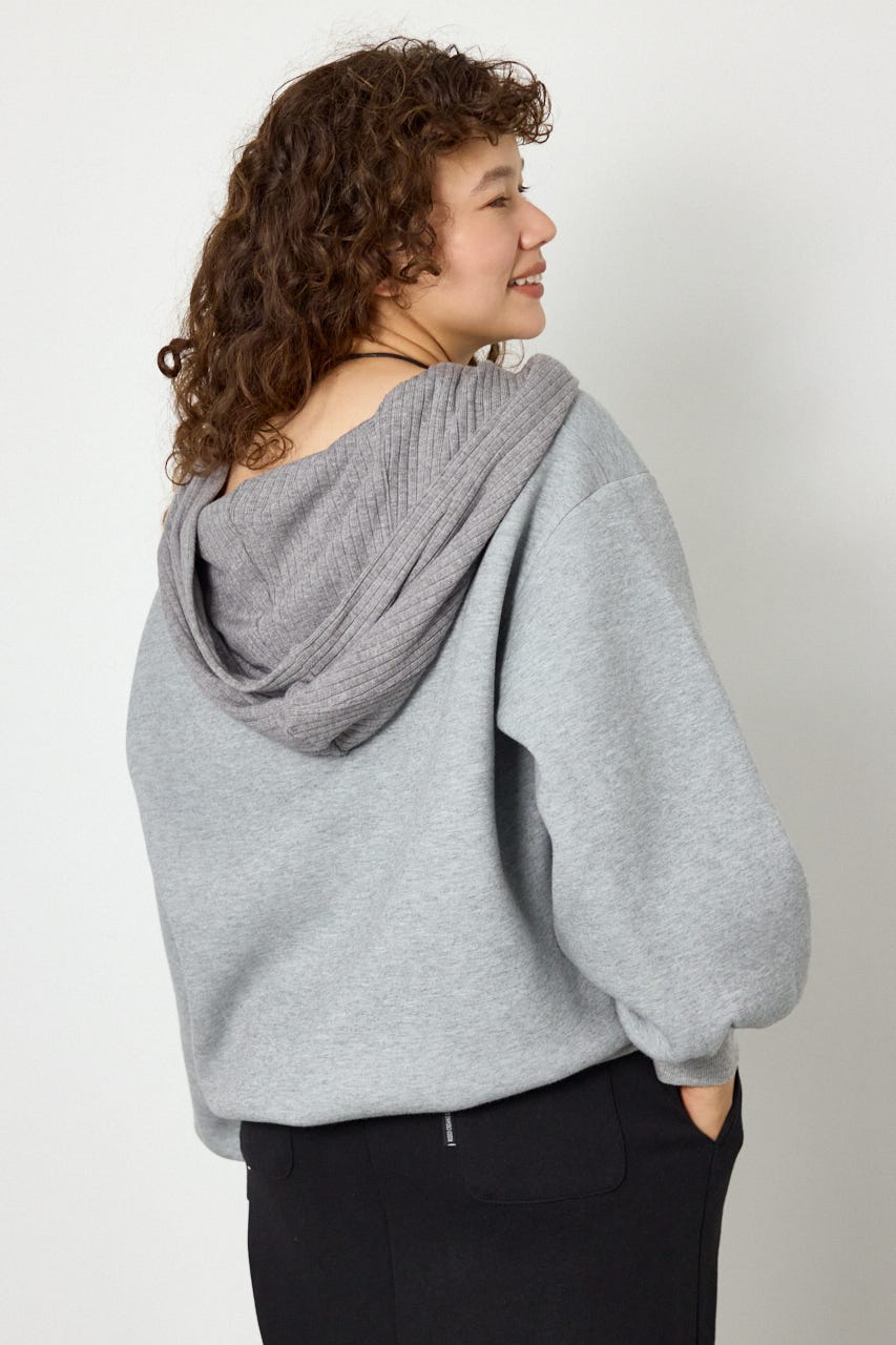 2WAYオフショルダーフーディー L/T.GRY FREE