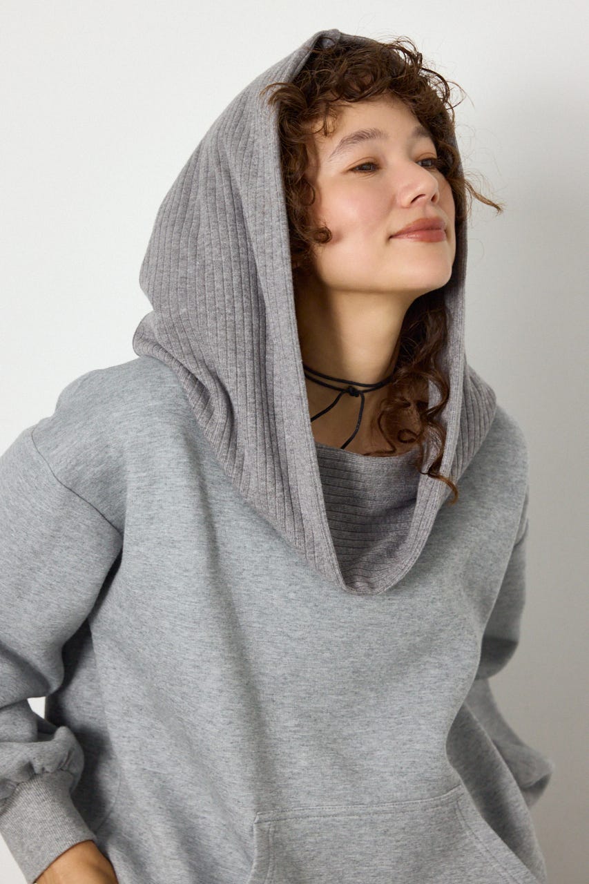 2WAYオフショルダーフーディー L/T.GRY FREE