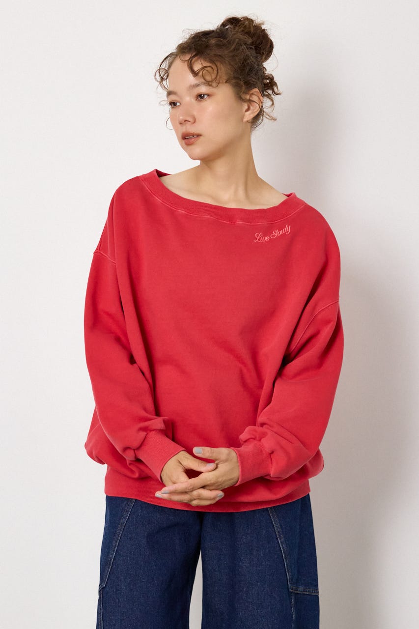 ワンショルダースウェットトップス RED FREE