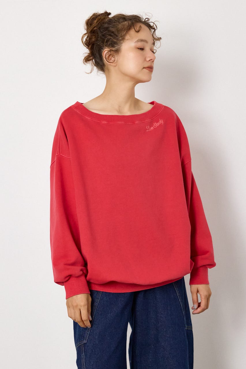 ワンショルダースウェットトップス RED FREE