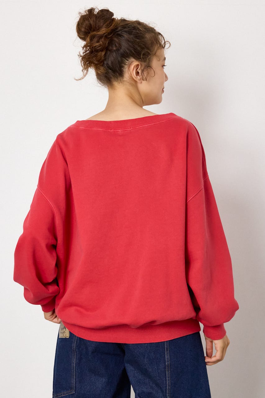 ワンショルダースウェットトップス RED FREE