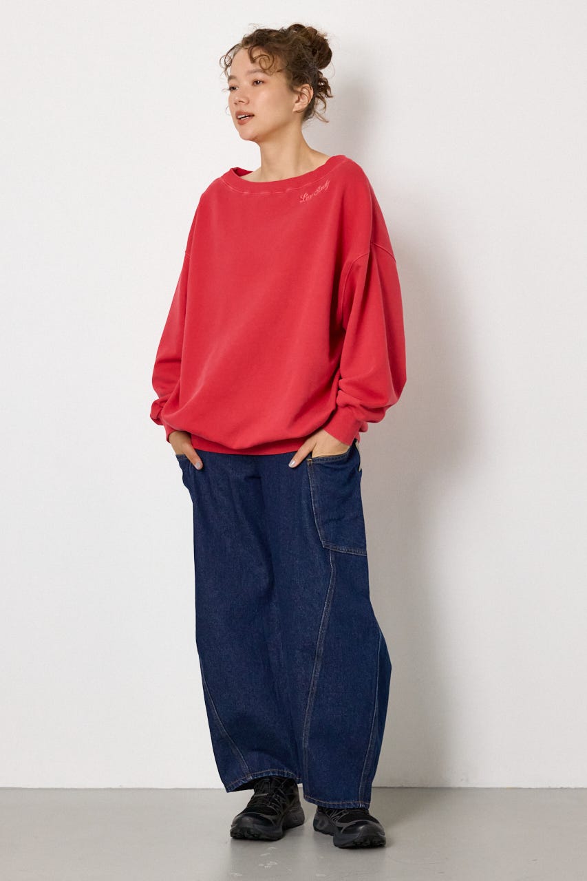 ワンショルダースウェットトップス RED FREE
