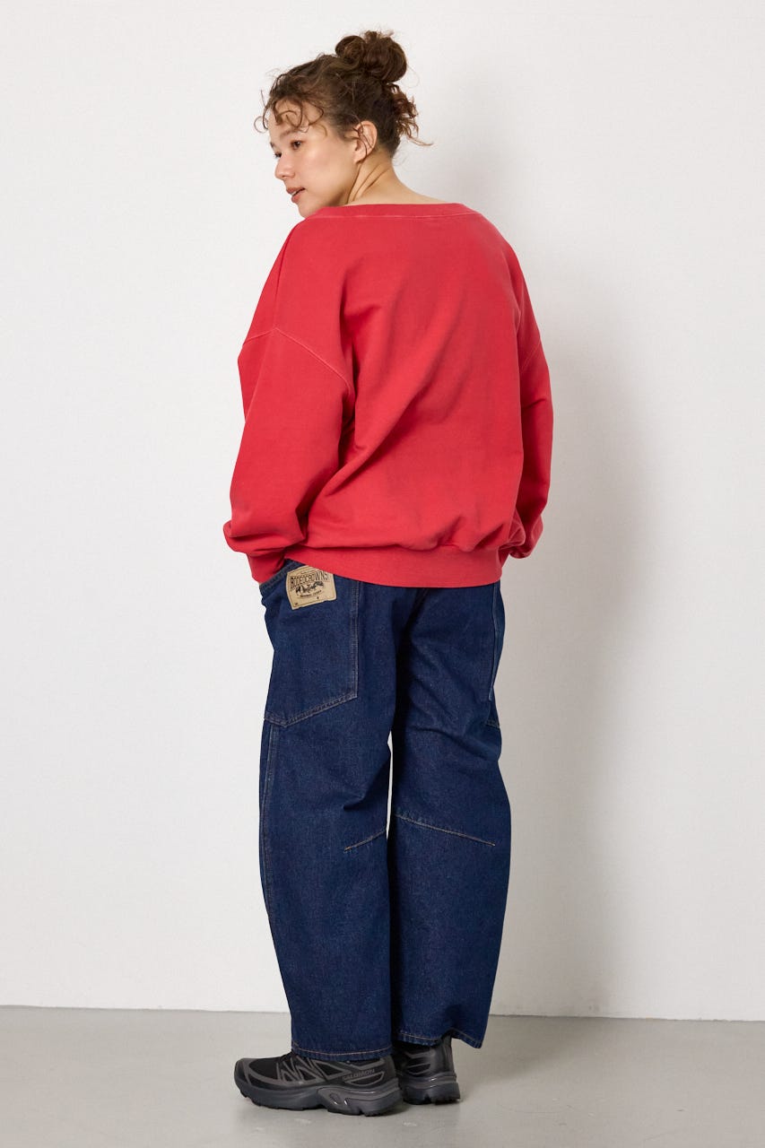 ワンショルダースウェットトップス RED FREE