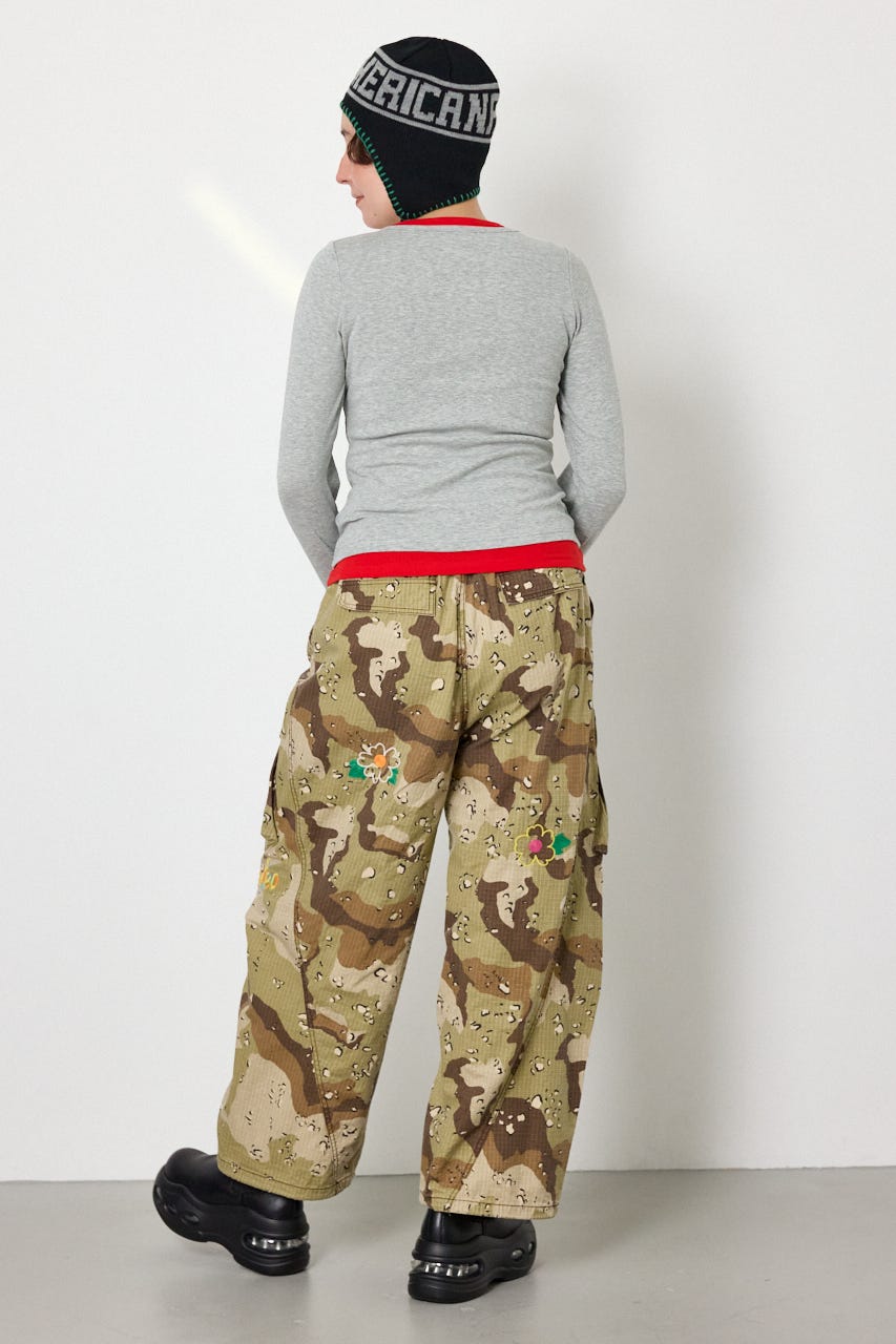 フェイクレイヤードヘンリーネックトップス T.GRY FREE