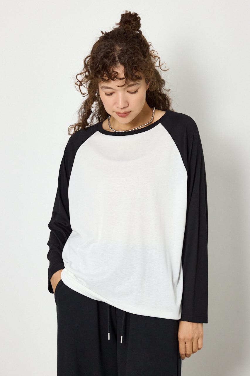ラグランベーシックロンTEE 柄BLK FREE