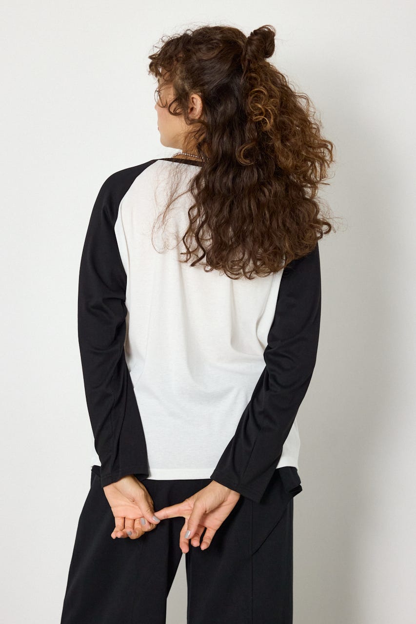 ラグランベーシックロンTEE 柄BLK FREE