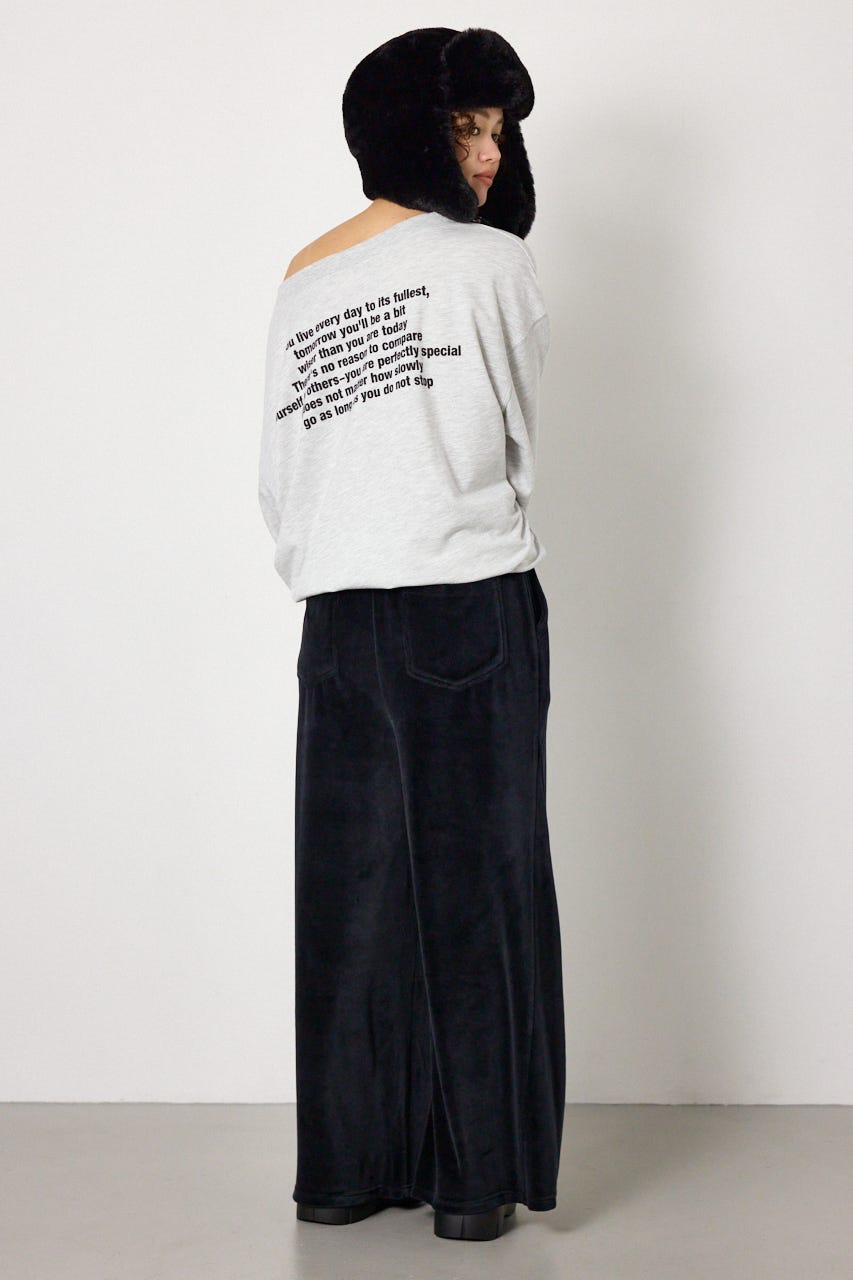 L.B.ベロアフレアワイドパンツ BLK S