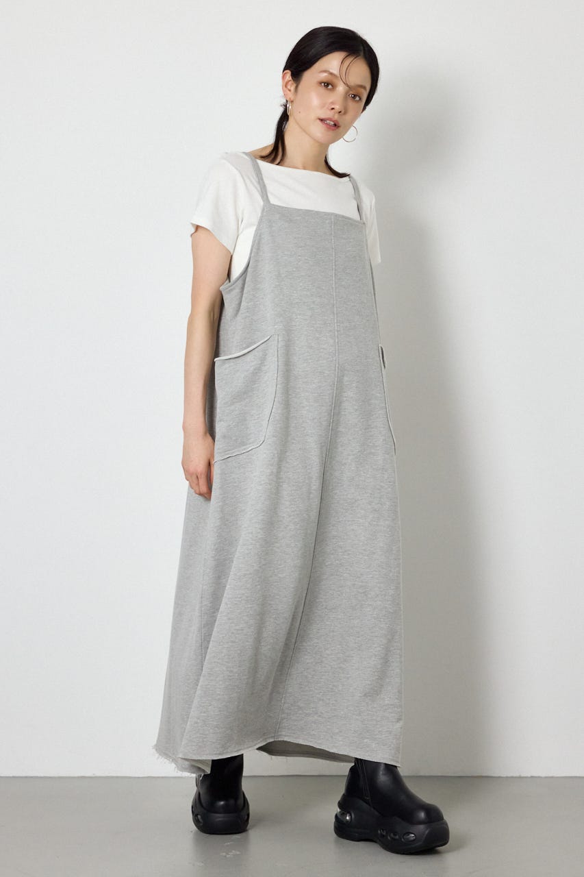 ラフステッチネームスウェットワンピース T.GRY FREE