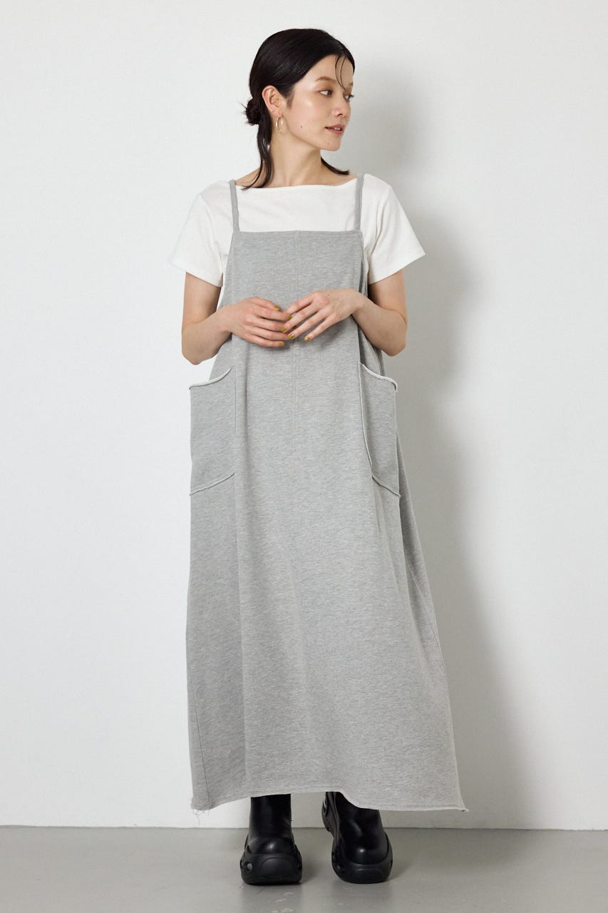 ラフステッチネームスウェットワンピース T.GRY FREE