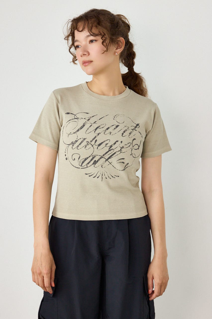 スパンリブピグメントTシャツ BEG M