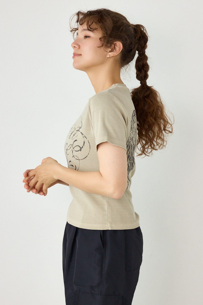 スパンリブピグメントTシャツ BEG M