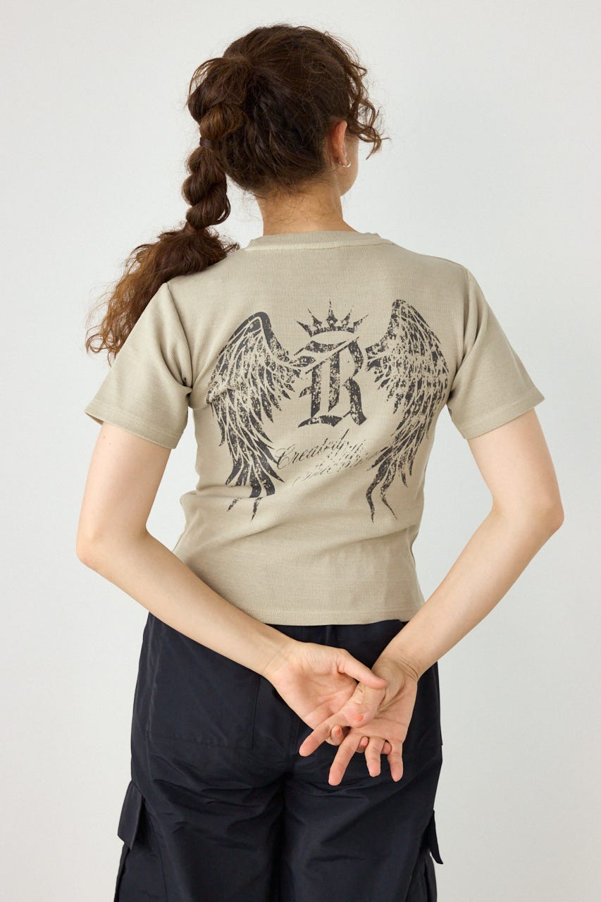スパンリブピグメントTシャツ BEG M