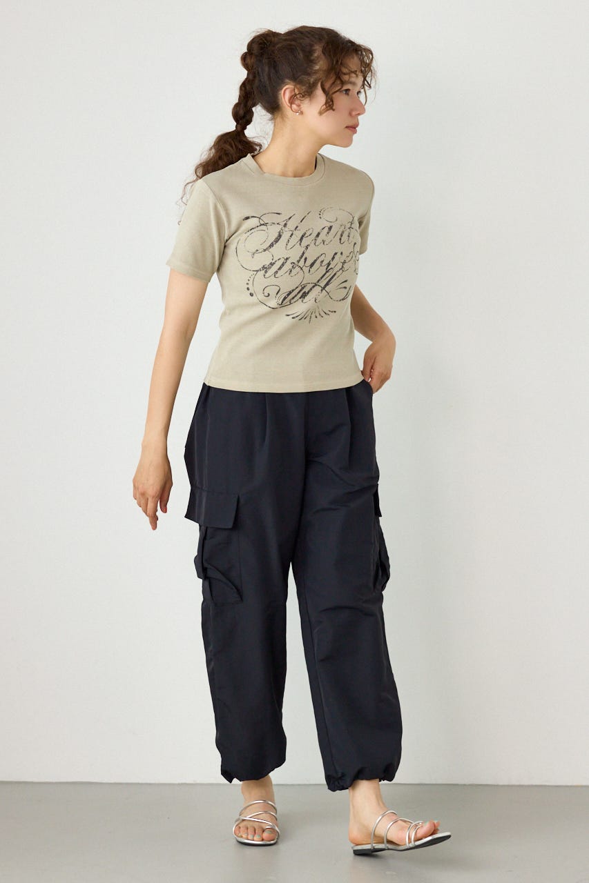 スパンリブピグメントTシャツ BEG M