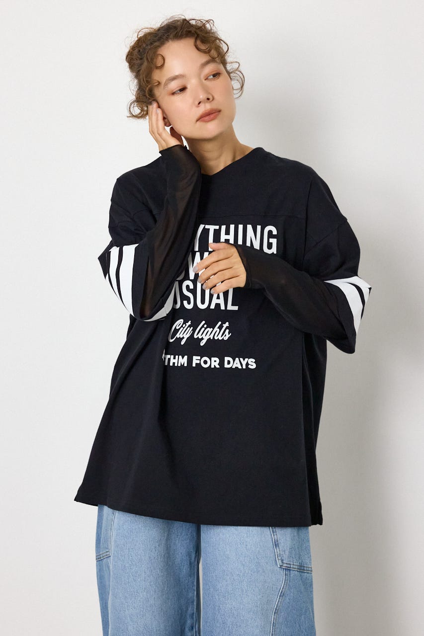 チュールレイヤードトップス BLK FREE
