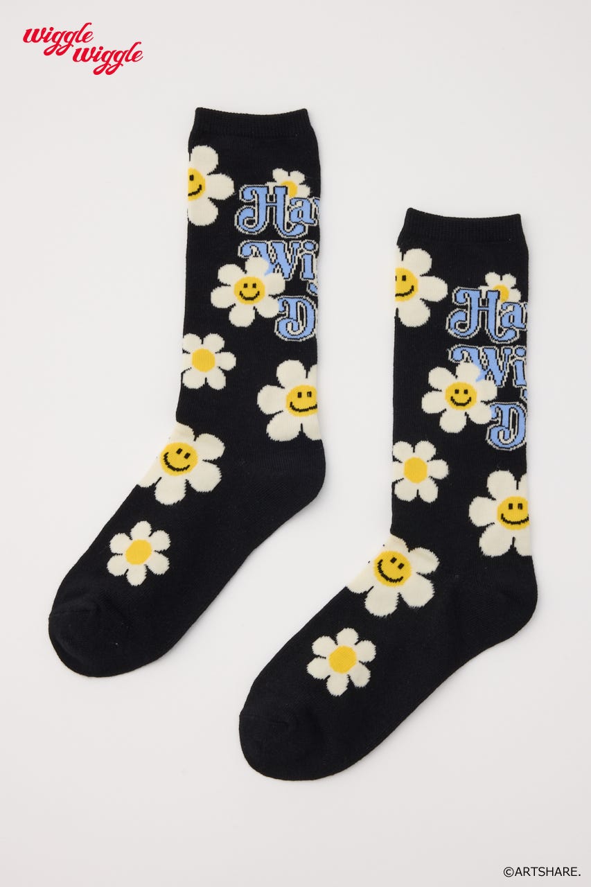 (wiggle wiggle)ソックス 柄BLK 23～25㎝/F