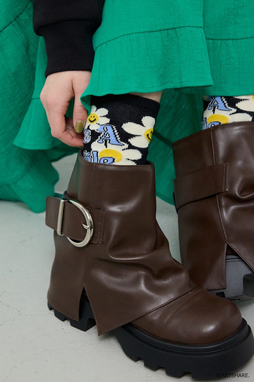 (wiggle wiggle)ソックス 柄BLK 23～25㎝/F