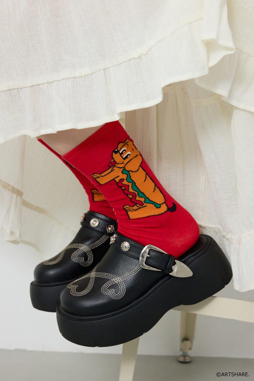 (wiggle wiggle)ソックス 柄RED 23～25㎝/F