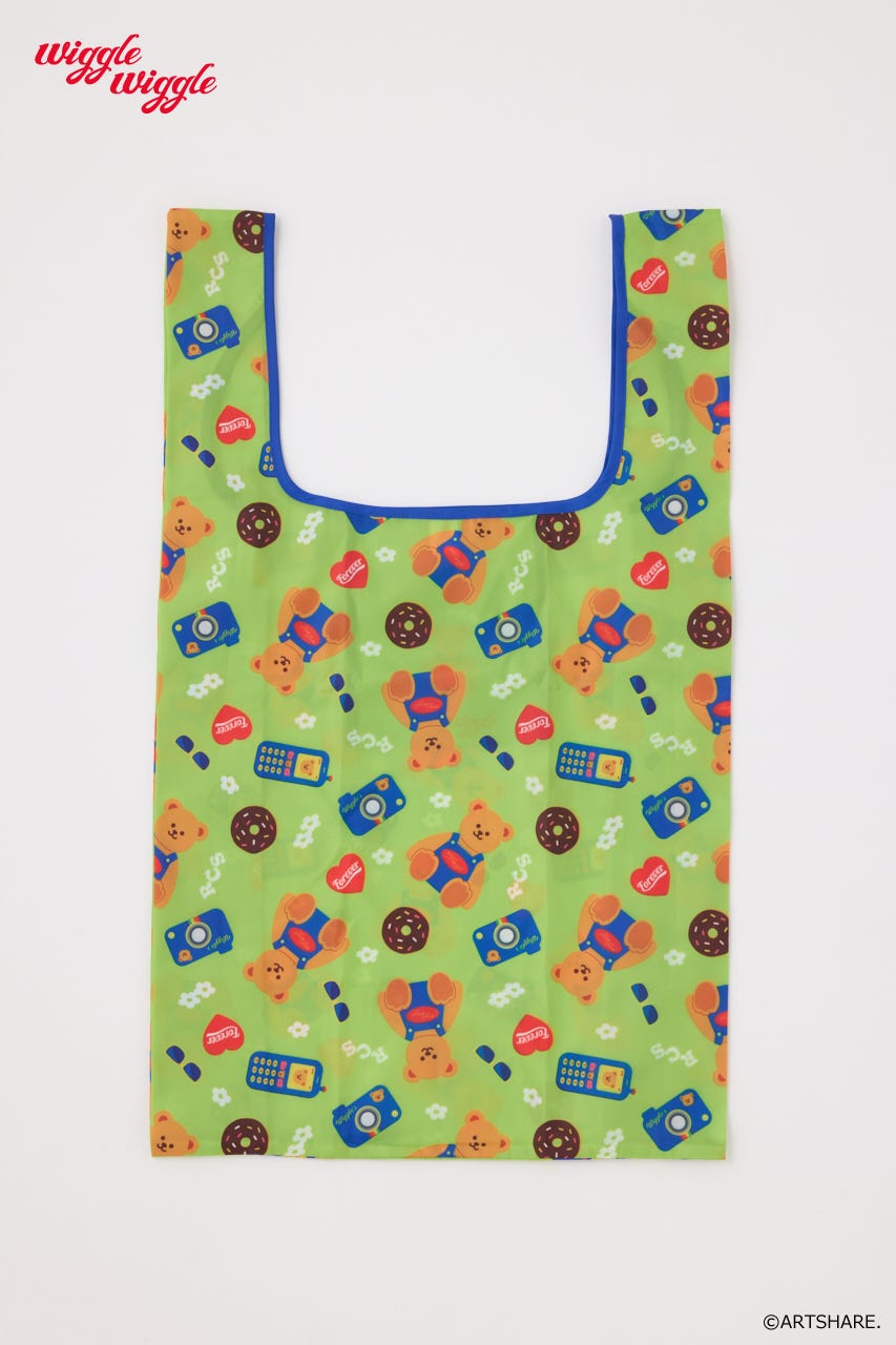 (wiggle wiggle)パターンエコバッグ 柄GRN FREE