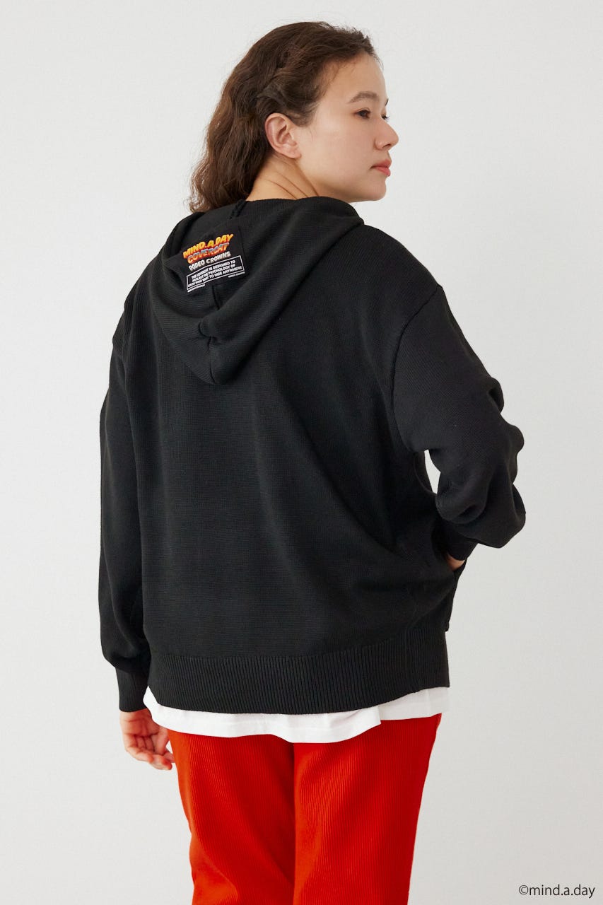 (MIND.A.DAY)ワンポイントニットフーディー BLK FREE