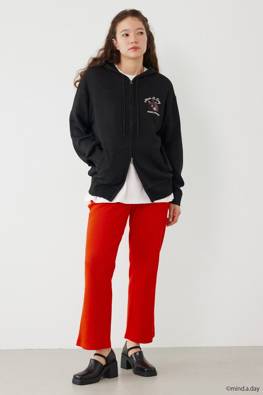 (MIND.A.DAY)ワンポイントニットフーディー BLK FREE