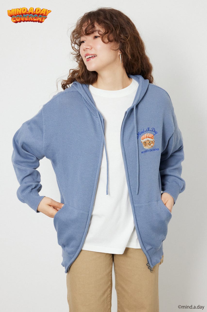 (MIND.A.DAY)ワンポイントニットフーディー L/BLU FREE