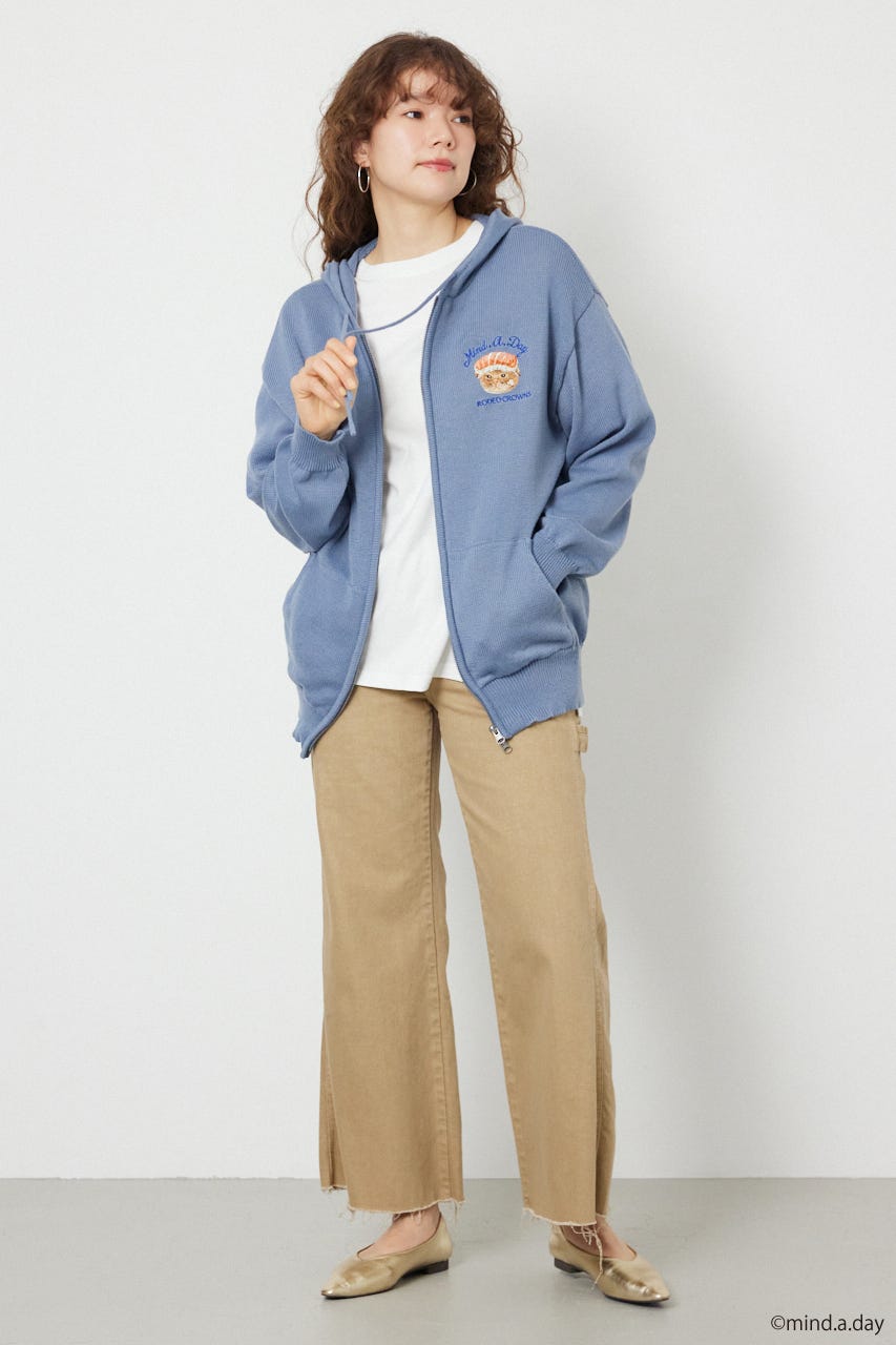 (MIND.A.DAY)ワンポイントニットフーディー L/BLU FREE