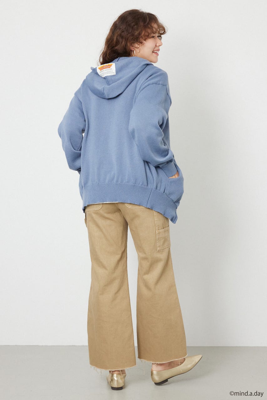 (MIND.A.DAY)ワンポイントニットフーディー L/BLU FREE